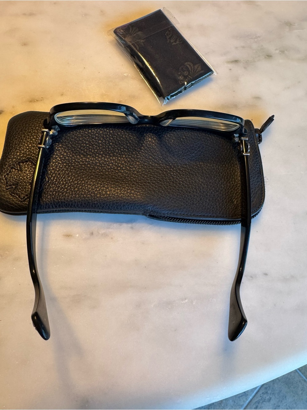 Authentic Chrome Hearts GITTIN ANY? Black Eyeglasses Frames w/ Case Pouch Cloth - Picture 3 of 14